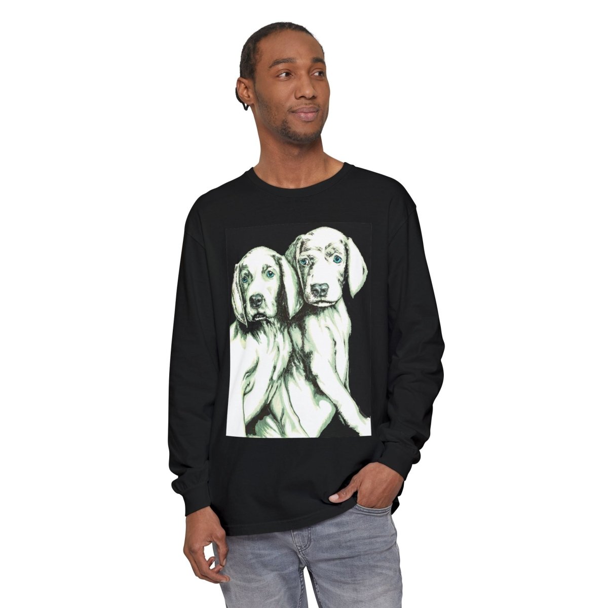 Dog Lover's Long Sleeve T-Shirt - Cute Puppy Illustration - Perfect Gift - Curran Artworks