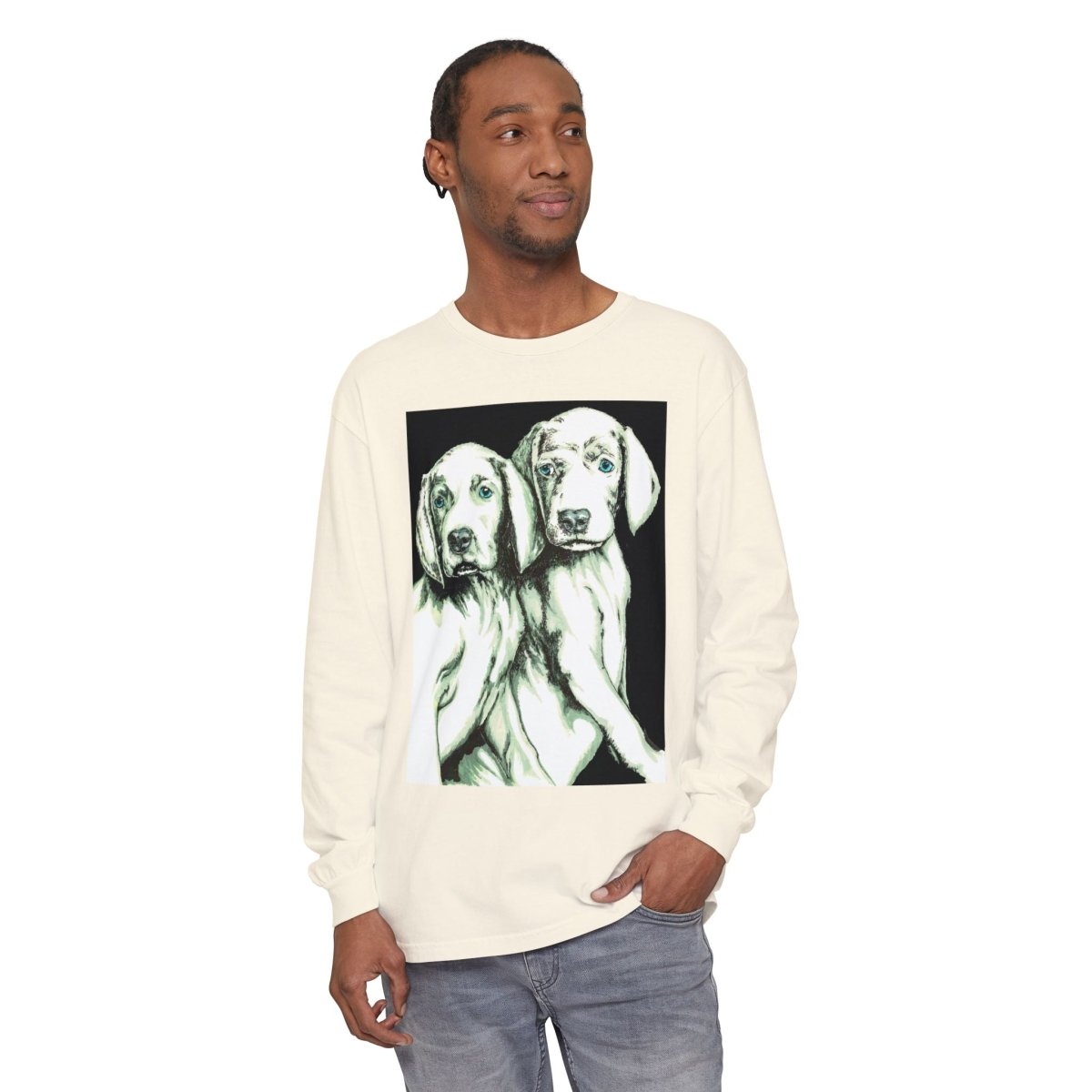 Dog Lover's Long Sleeve T-Shirt - Cute Puppy Illustration - Perfect Gift - Curran Artworks