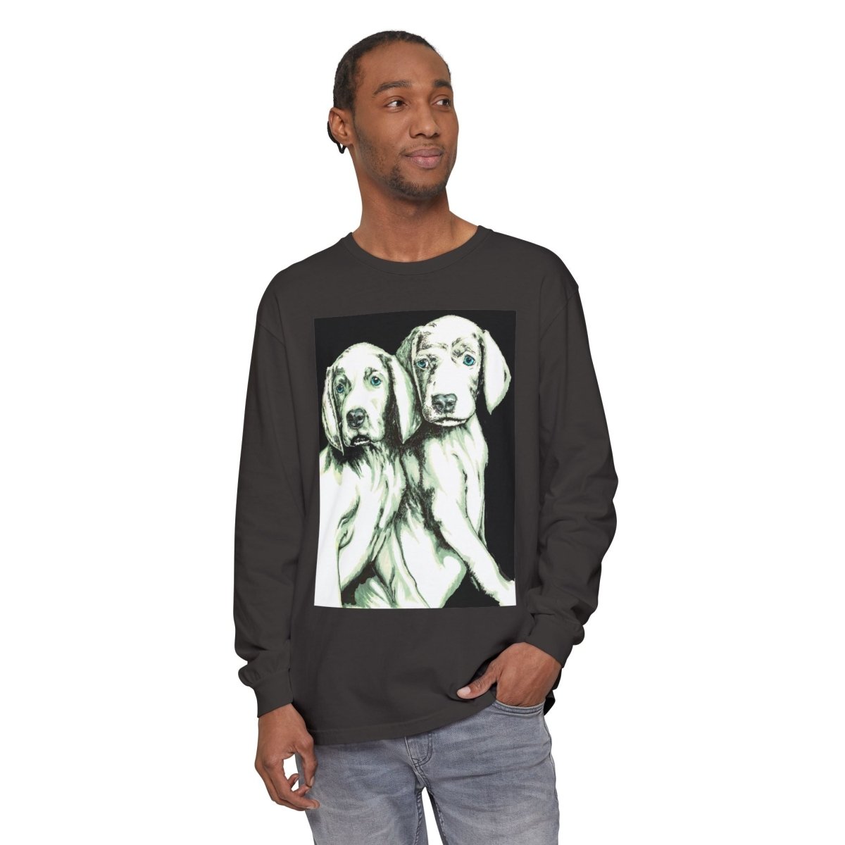 Dog Lover's Long Sleeve T-Shirt - Cute Puppy Illustration - Perfect Gift - Curran Artworks