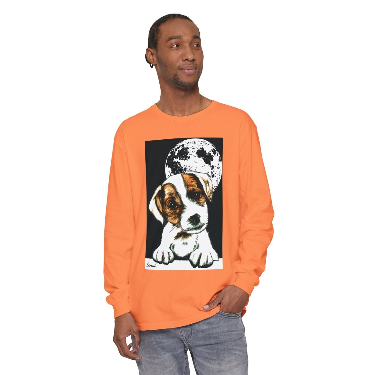 Dog Moon Long Sleeve T-Shirt Eco - Friendly Unisex - Perfect Gift for Pet Lovers - Curran Artworks