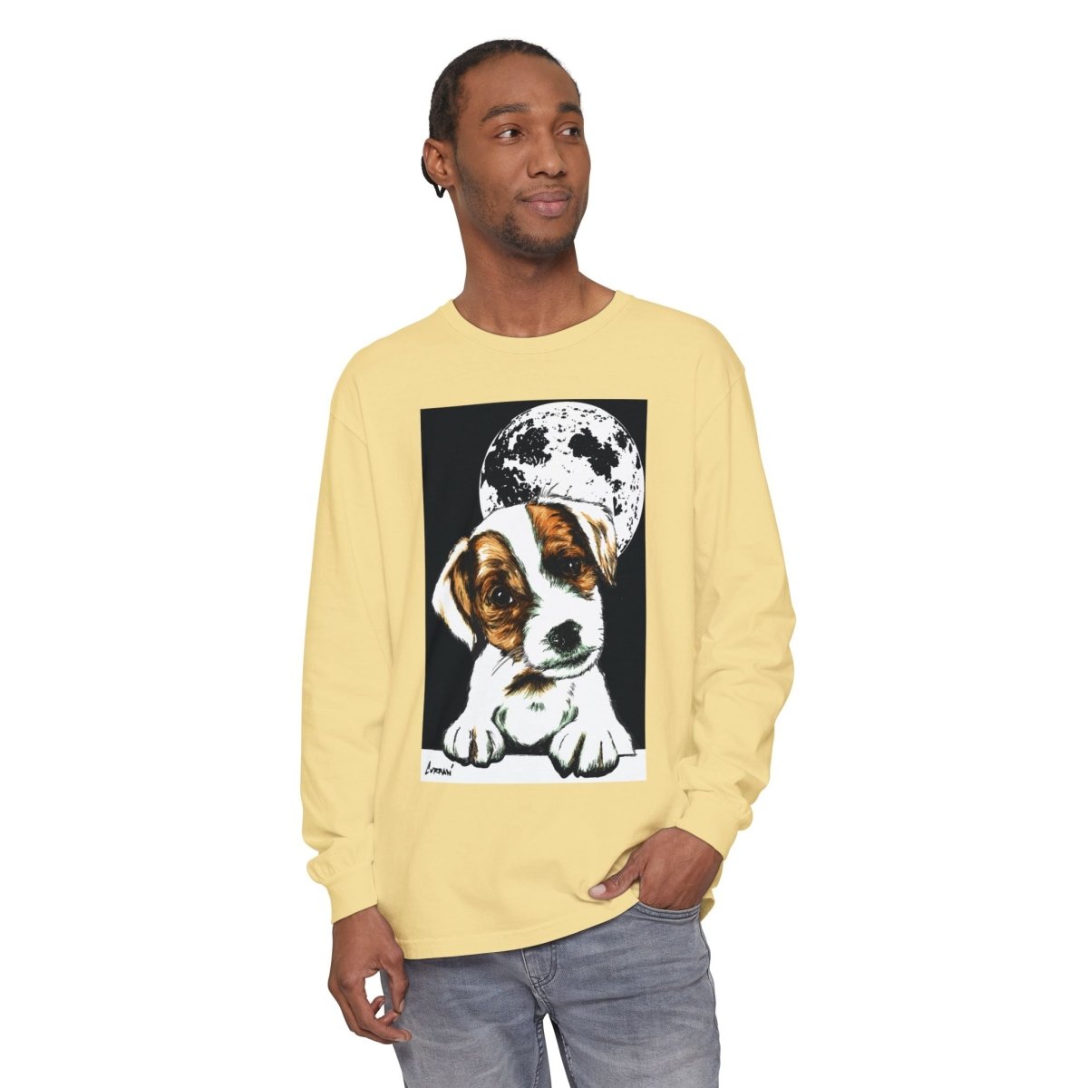 Dog Moon Long Sleeve T-Shirt Eco - Friendly Unisex - Perfect Gift for Pet Lovers - Curran Artworks