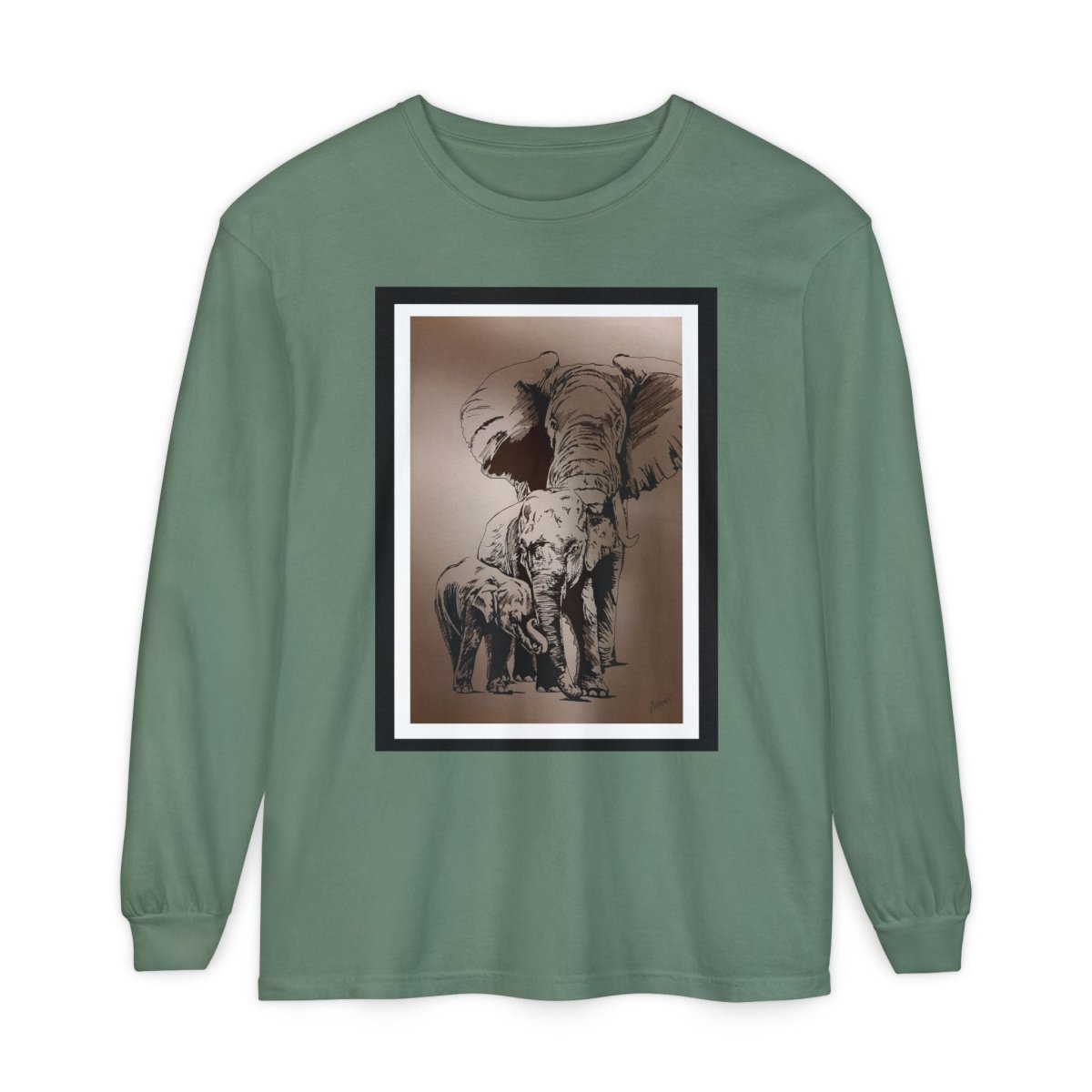 Eco - Friendly Elephant Art Long Sleeve T-Shirt for Animal Lovers - Curran Artworks