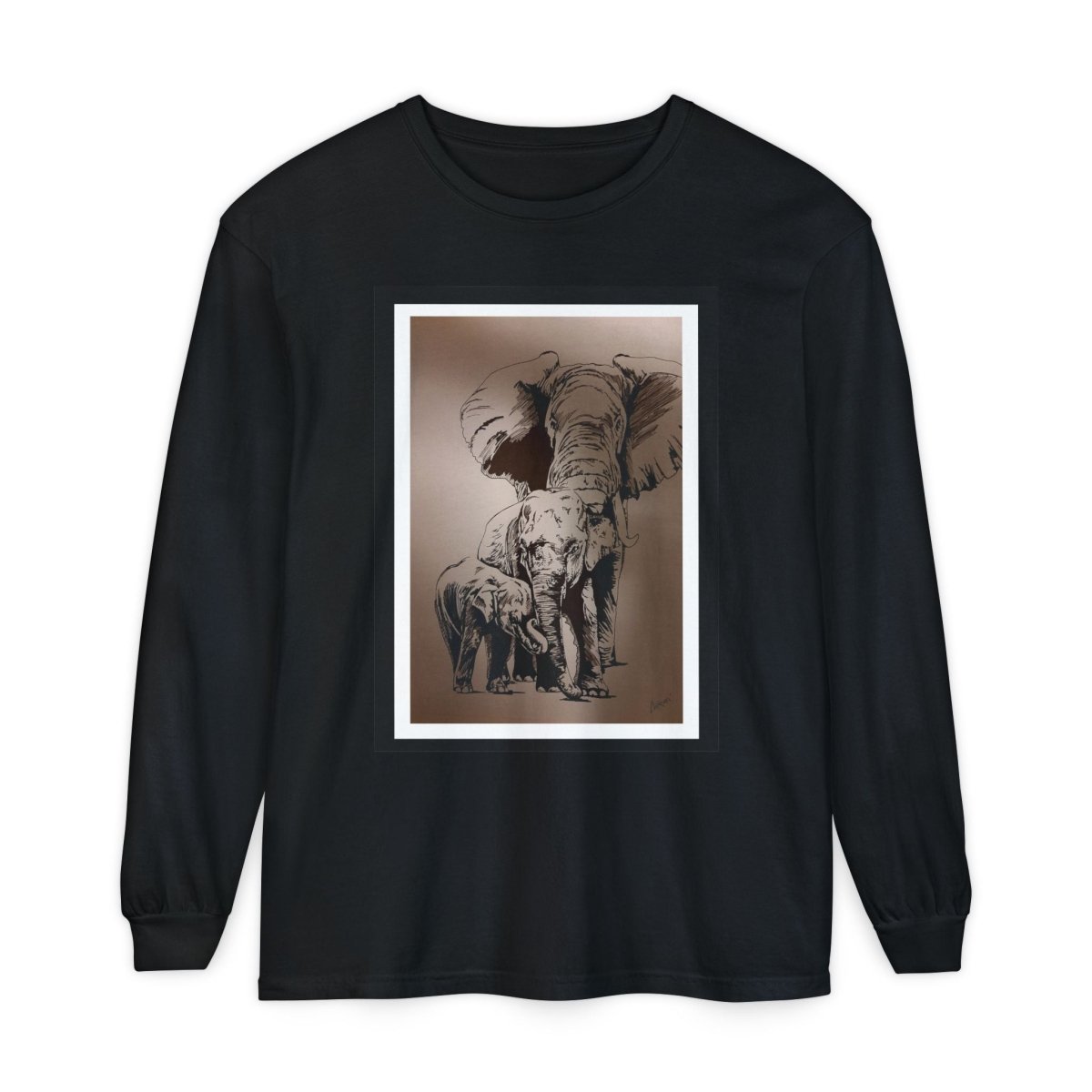Eco - Friendly Elephant Art Long Sleeve T-Shirt for Animal Lovers - Curran Artworks