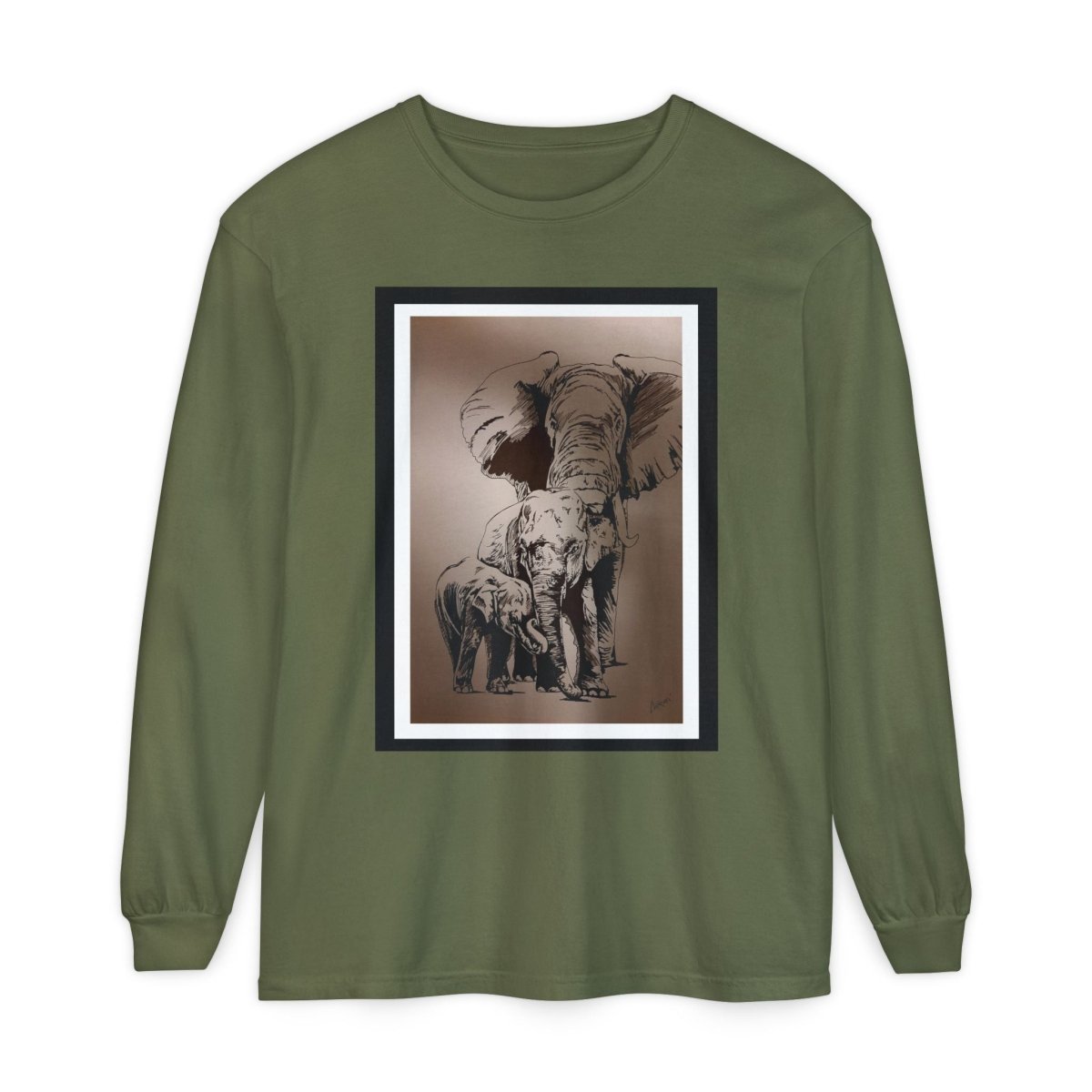 Eco - Friendly Elephant Art Long Sleeve T-Shirt for Animal Lovers - Curran Artworks