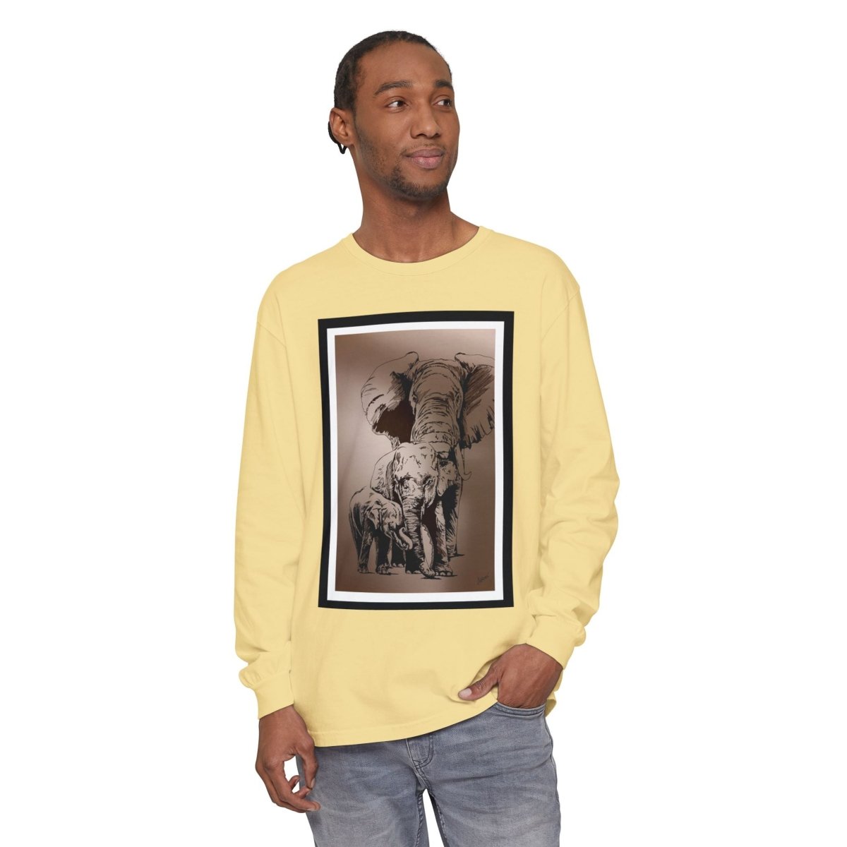 Eco - Friendly Elephant Art Long Sleeve T-Shirt for Animal Lovers - Curran Artworks