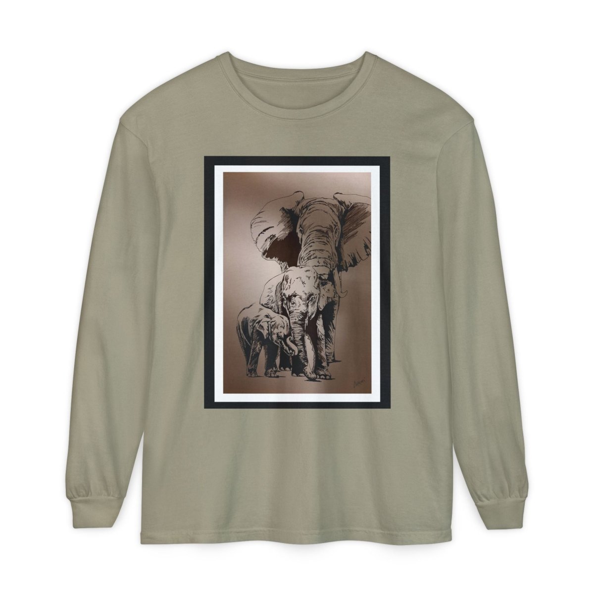 Eco - Friendly Elephant Art Long Sleeve T-Shirt for Animal Lovers - Curran Artworks