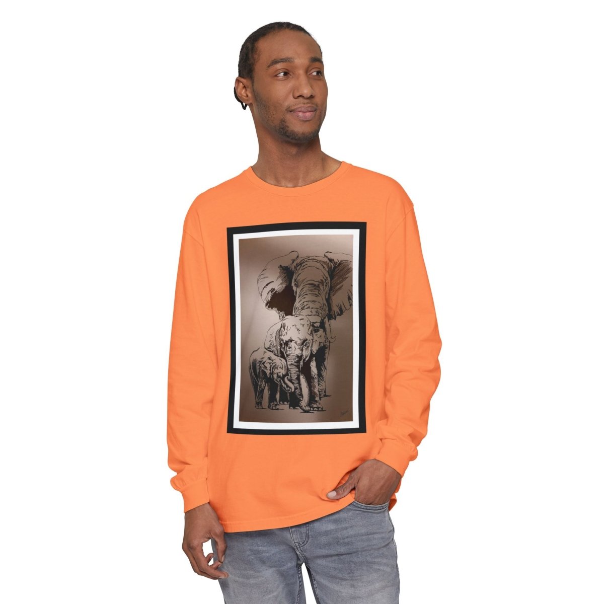Eco - Friendly Elephant Art Long Sleeve T-Shirt for Animal Lovers - Curran Artworks