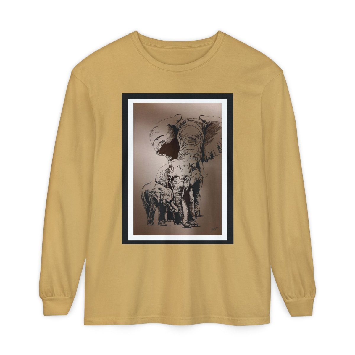 Eco - Friendly Elephant Art Long Sleeve T-Shirt for Animal Lovers - Curran Artworks