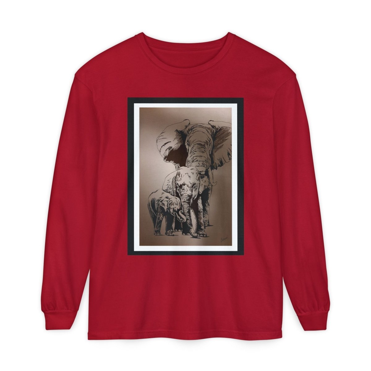 Eco - Friendly Elephant Art Long Sleeve T-Shirt for Animal Lovers - Curran Artworks
