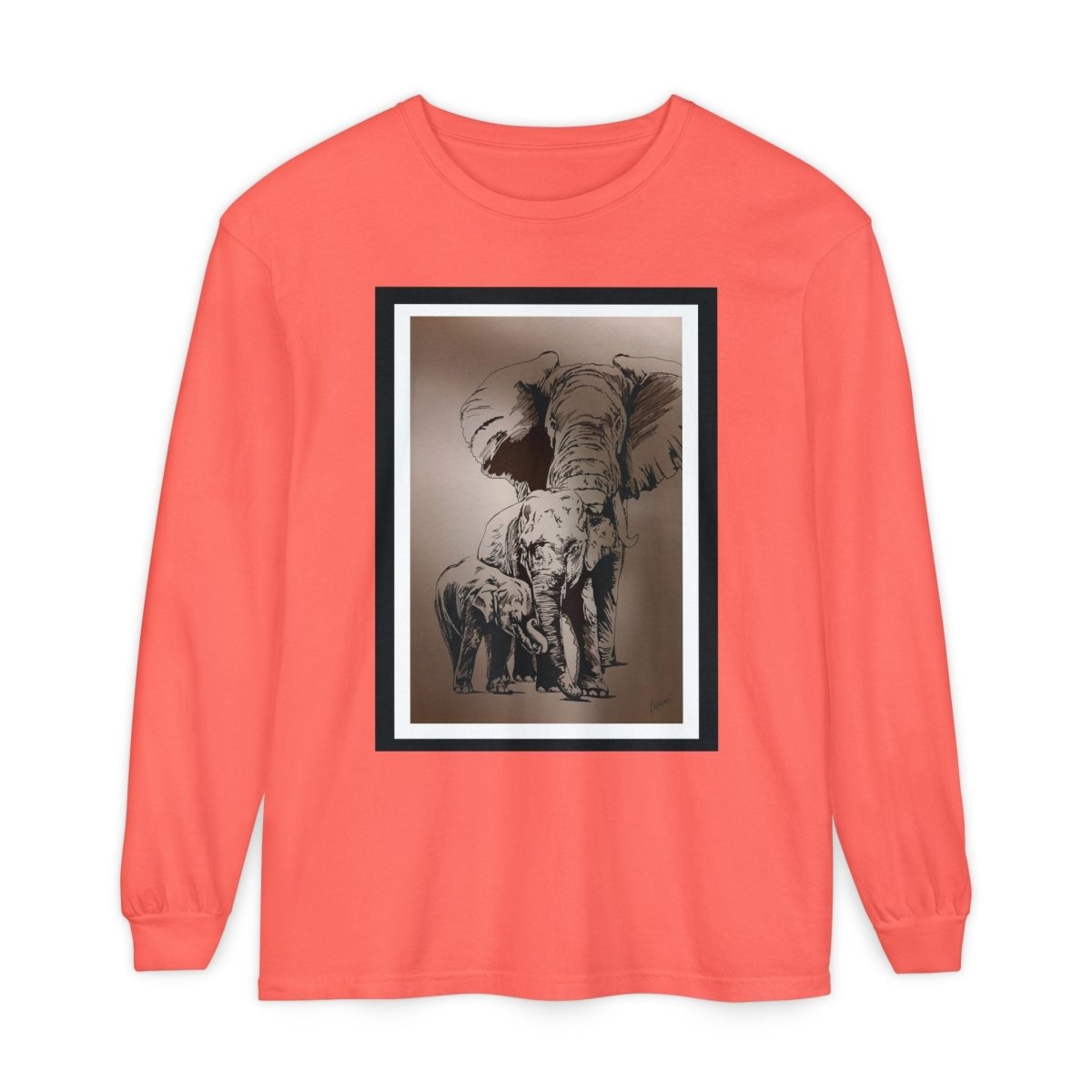 Eco - Friendly Elephant Art Long Sleeve T-Shirt for Animal Lovers - Curran Artworks