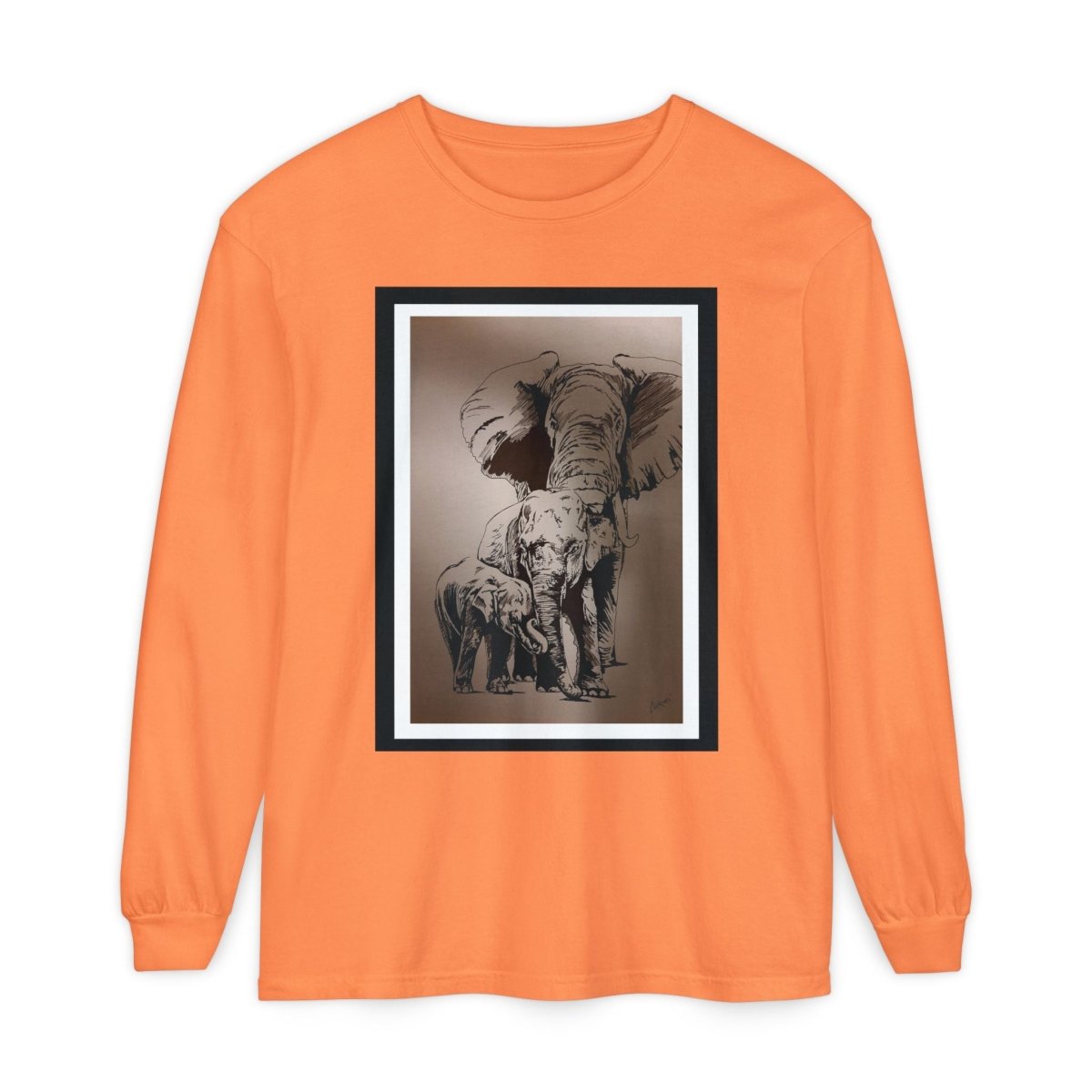 Eco - Friendly Elephant Art Long Sleeve T-Shirt for Animal Lovers - Curran Artworks