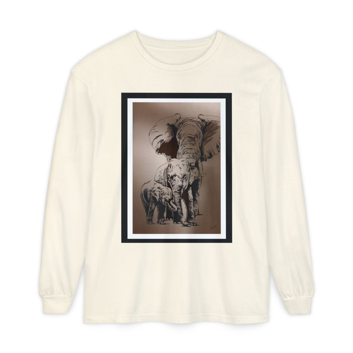 Eco - Friendly Elephant Art Long Sleeve T-Shirt for Animal Lovers - Curran Artworks