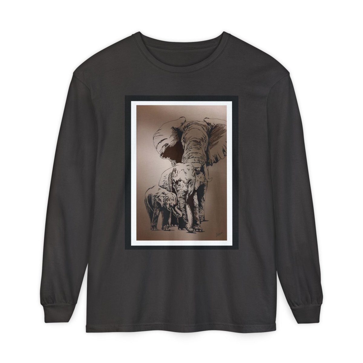 Eco - Friendly Elephant Art Long Sleeve T-Shirt for Animal Lovers - Curran Artworks