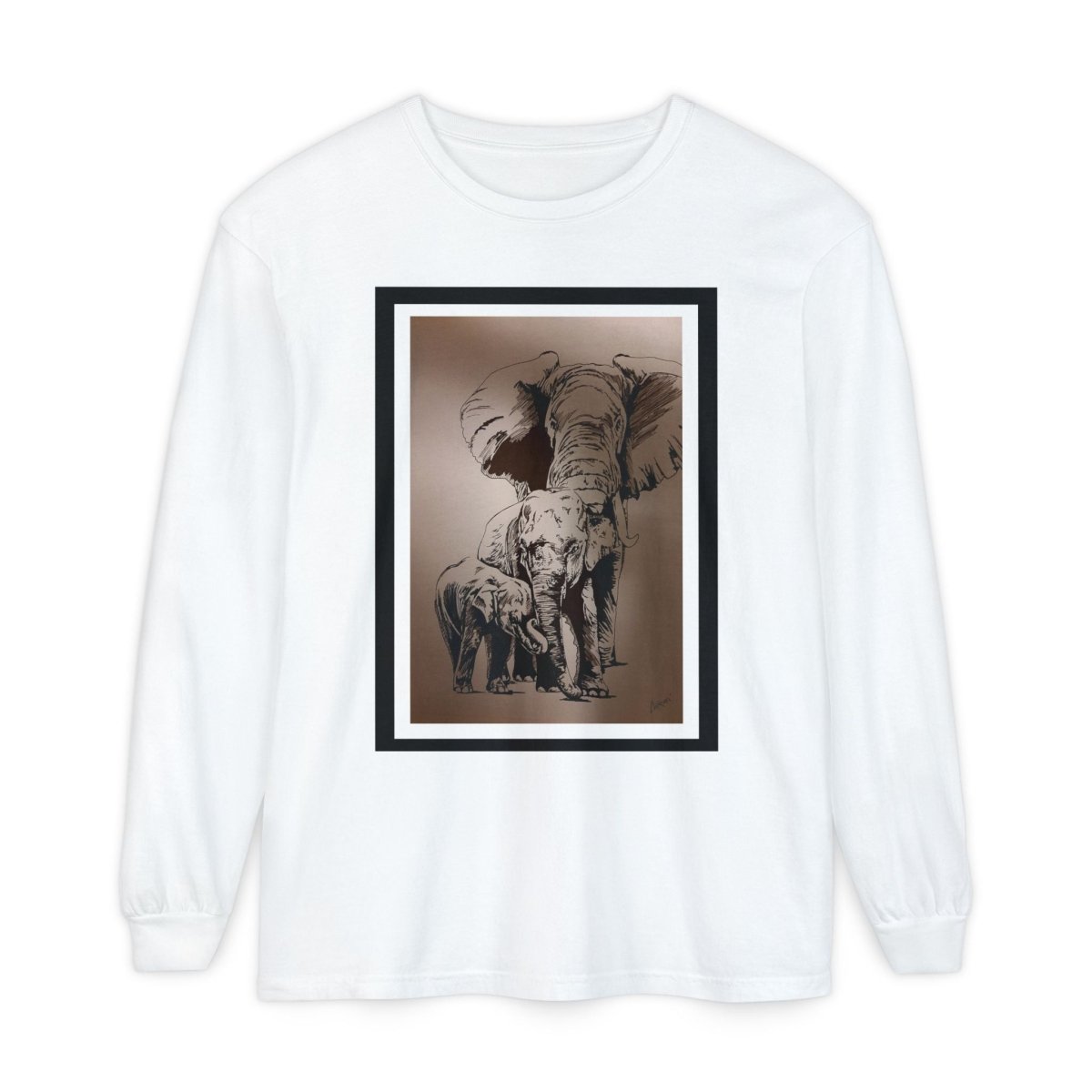 Eco - Friendly Elephant Art Long Sleeve T-Shirt for Animal Lovers - Curran Artworks