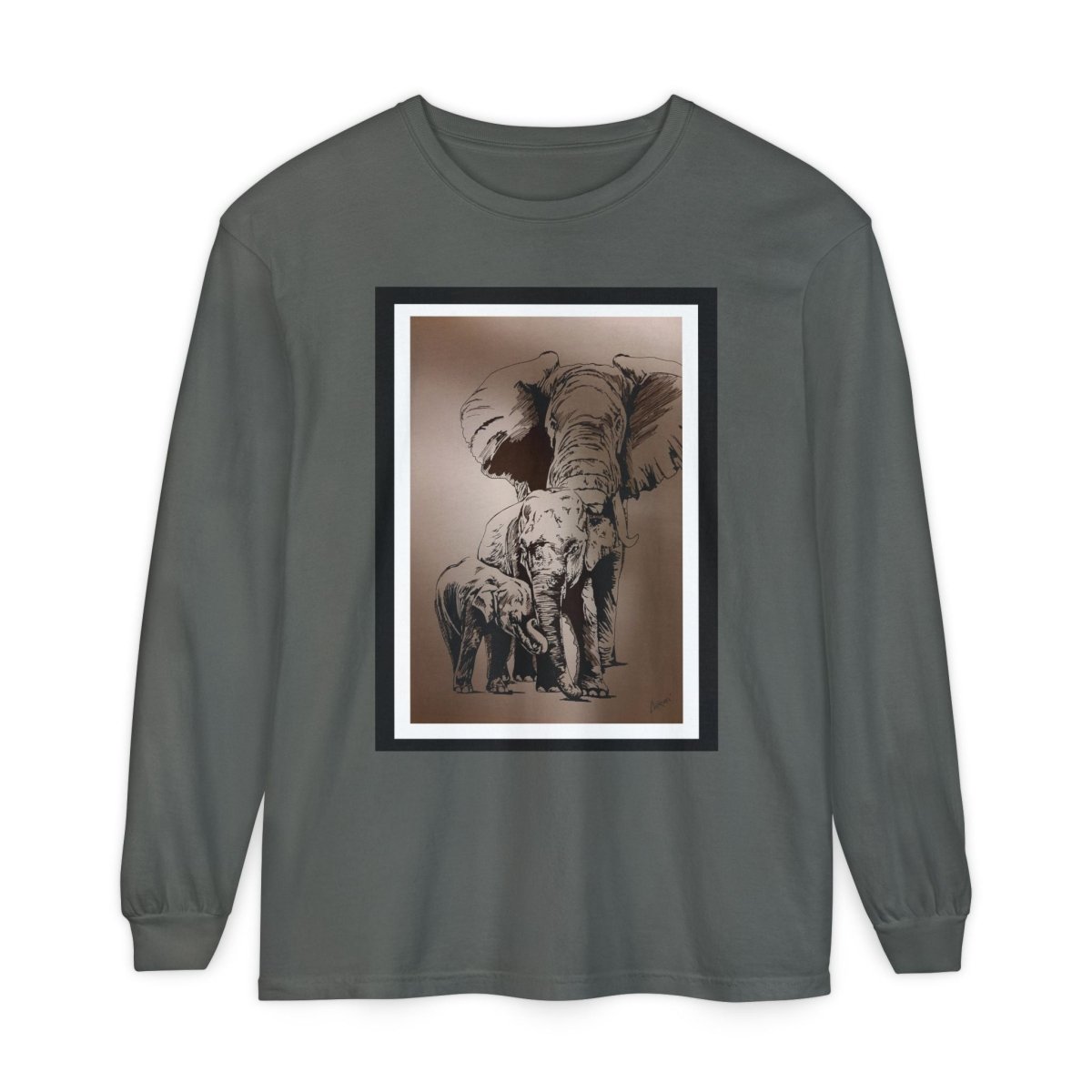 Eco - Friendly Elephant Art Long Sleeve T-Shirt for Animal Lovers - Curran Artworks