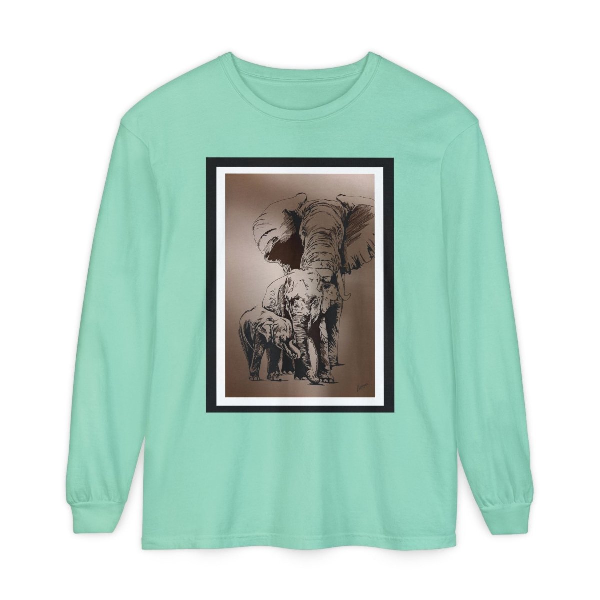 Eco - Friendly Elephant Art Long Sleeve T-Shirt for Animal Lovers - Curran Artworks