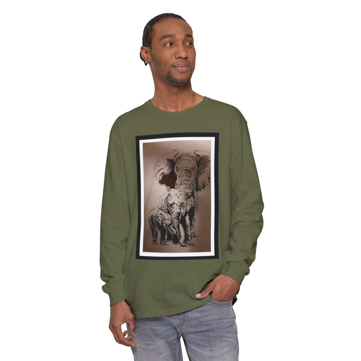 Eco - Friendly Elephant Art Long Sleeve T-Shirt for Animal Lovers - Curran Artworks