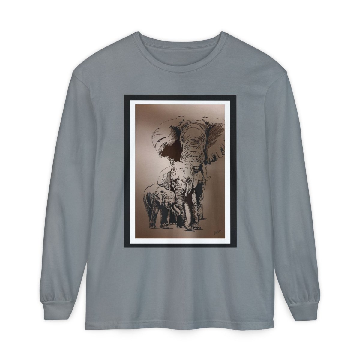 Eco - Friendly Elephant Art Long Sleeve T-Shirt for Animal Lovers - Curran Artworks