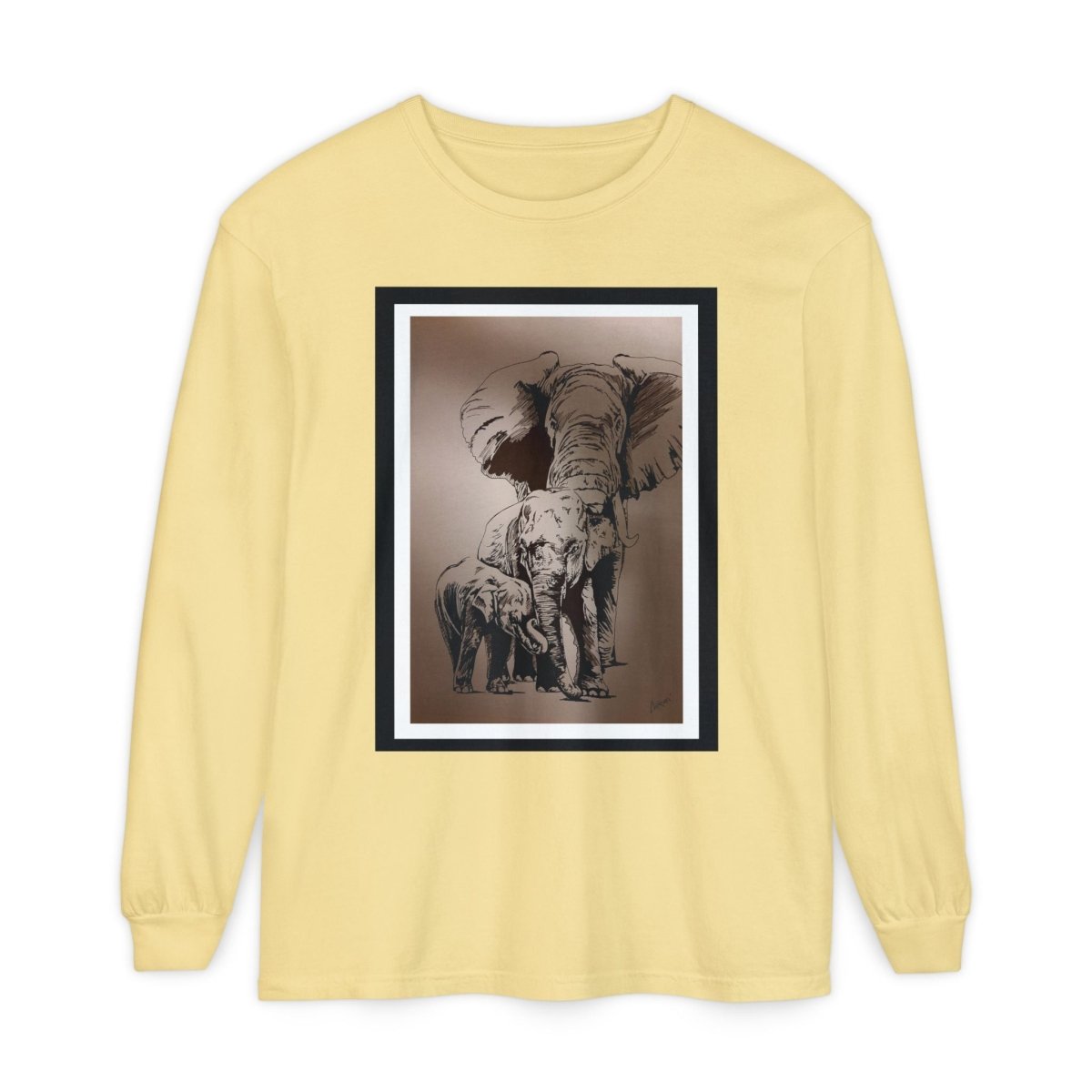 Eco - Friendly Elephant Art Long Sleeve T-Shirt for Animal Lovers - Curran Artworks