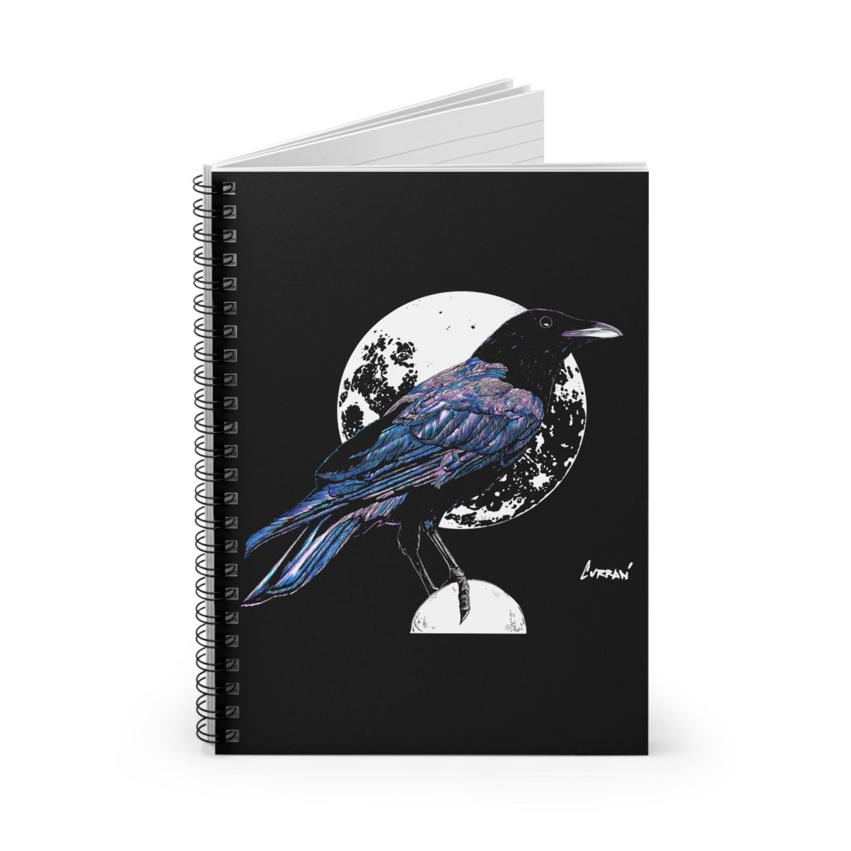 Elegant Crow Spiral Notebook - Ruled Lines for Creative Minds - Curran Artworks