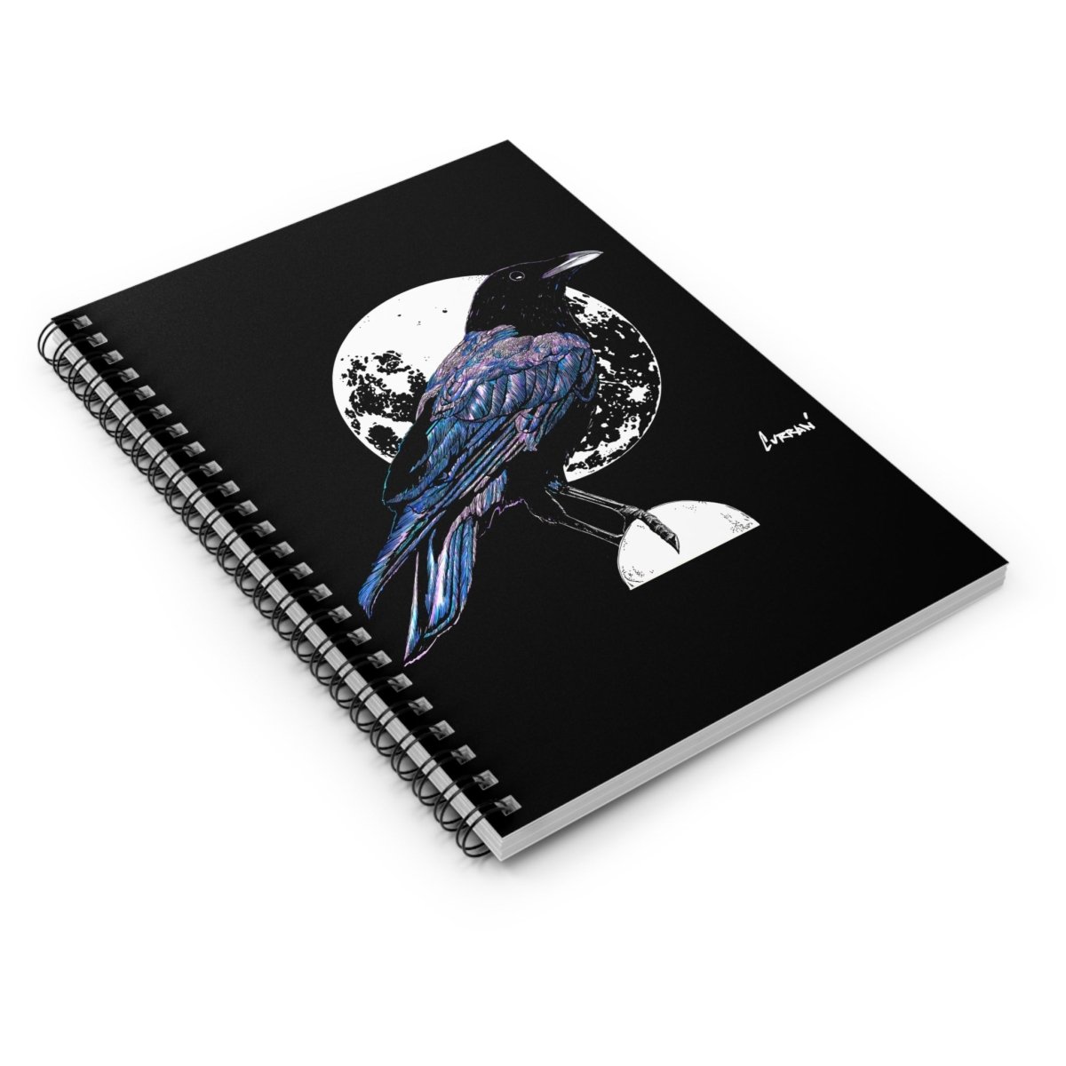 Elegant Crow Spiral Notebook - Ruled Lines for Creative Minds - Curran Artworks
