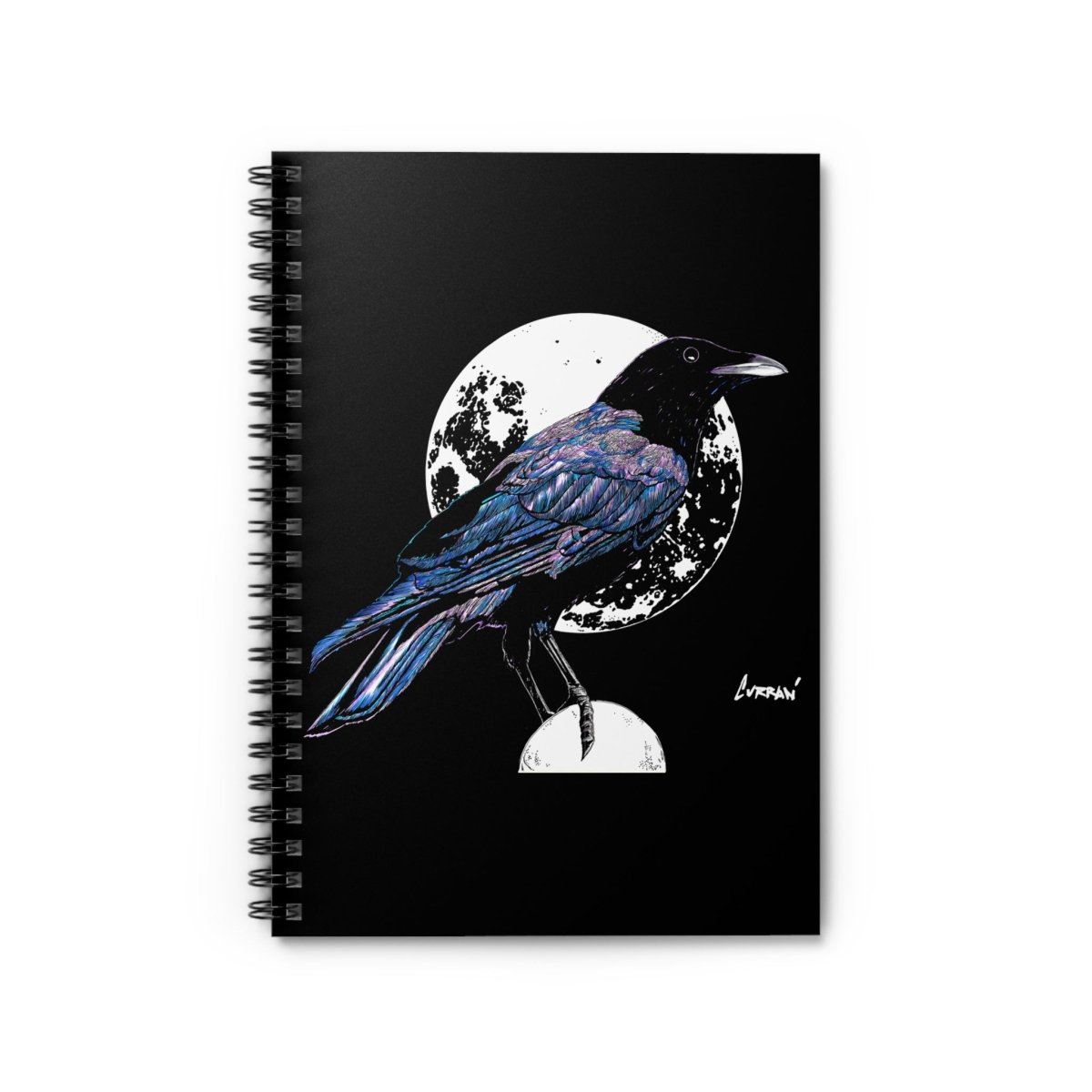 Elegant Crow Spiral Notebook - Ruled Lines for Creative Minds - Curran Artworks