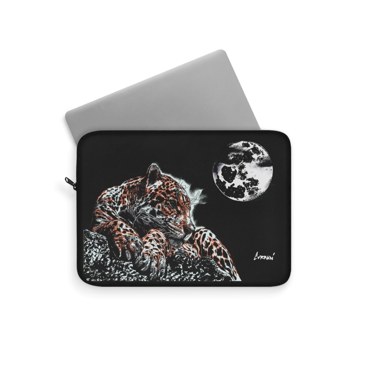 Elegant Jaguar Laptop Sleeve - Moonlit Design, Perfect for Animal Lovers - Curran Artworks
