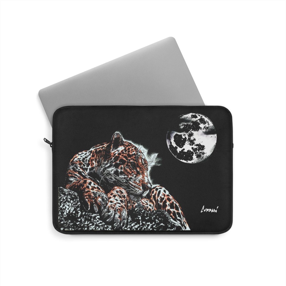 Elegant Jaguar Laptop Sleeve - Moonlit Design, Perfect for Animal Lovers - Curran Artworks