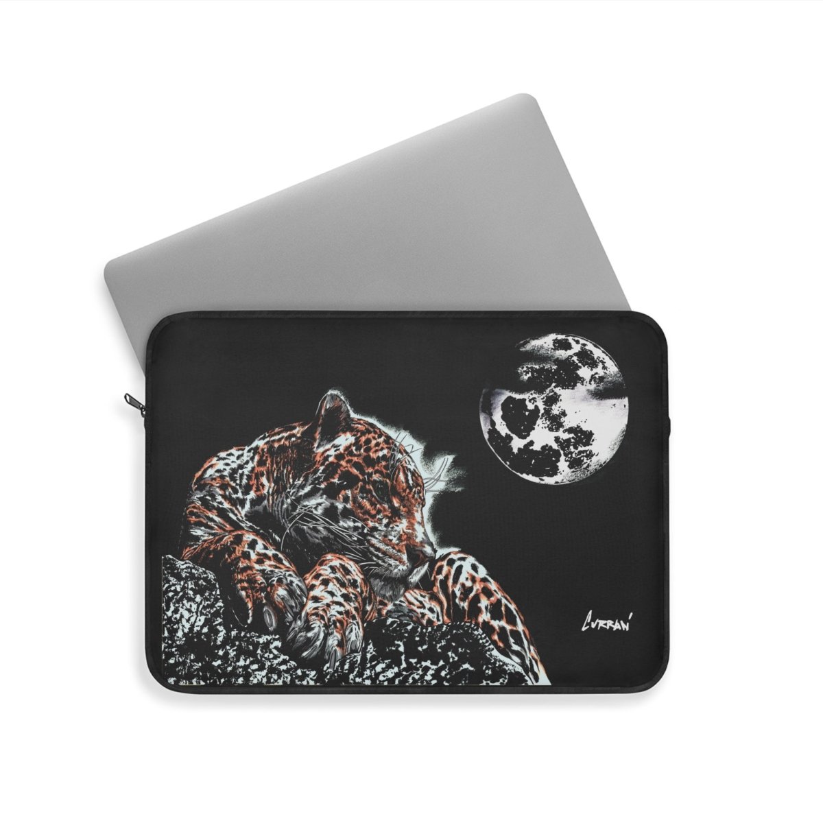 Elegant Jaguar Laptop Sleeve - Moonlit Design, Perfect for Animal Lovers - Curran Artworks