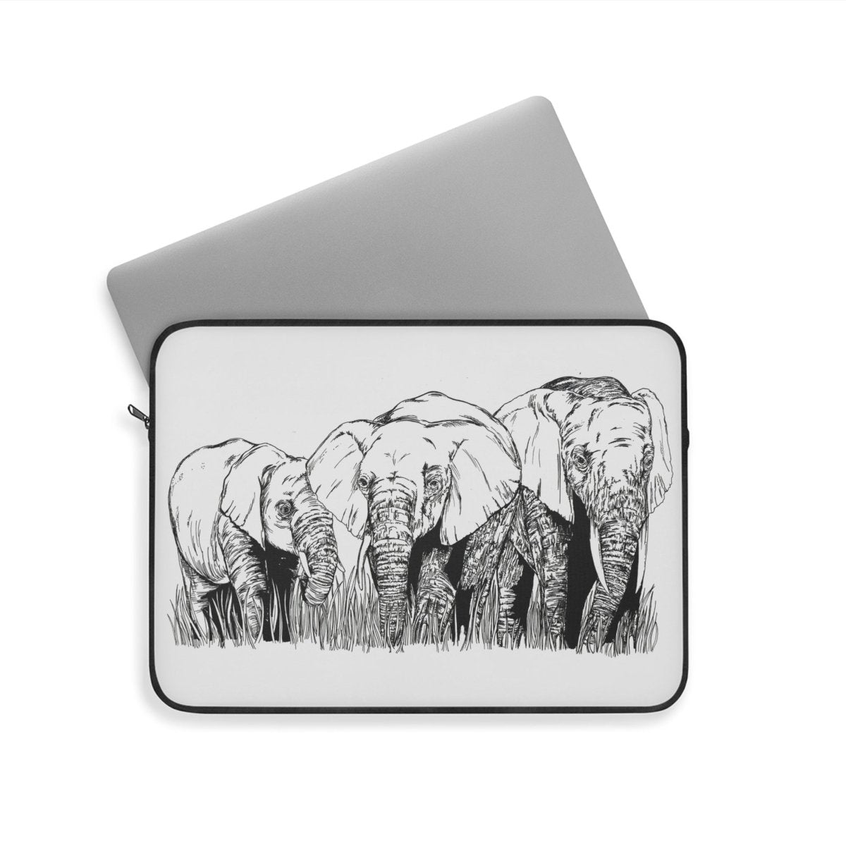 Elephant Family Laptop Sleeve - Stylish and Protective for Nature Lovers - Curran Artworks