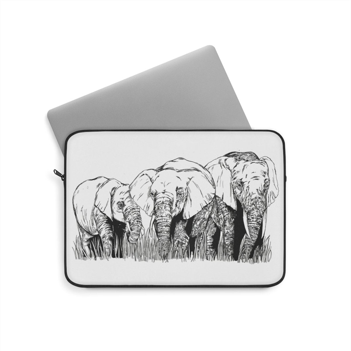 Elephant Family Laptop Sleeve - Stylish and Protective for Nature Lovers - Curran Artworks
