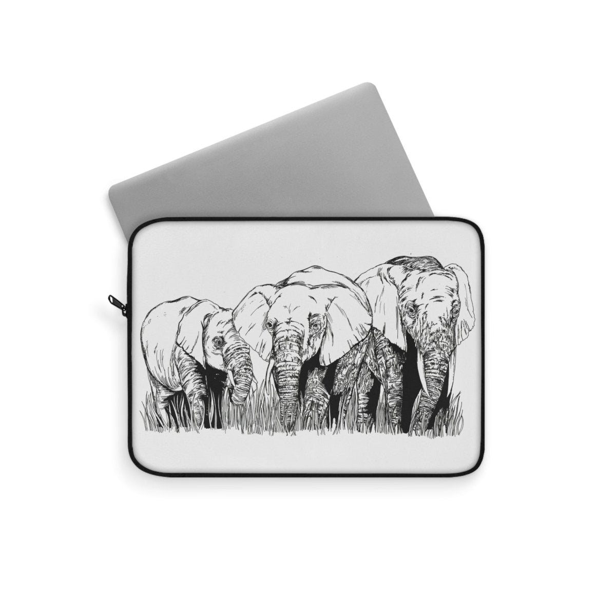 Elephant Family Laptop Sleeve - Stylish and Protective for Nature Lovers - Curran Artworks