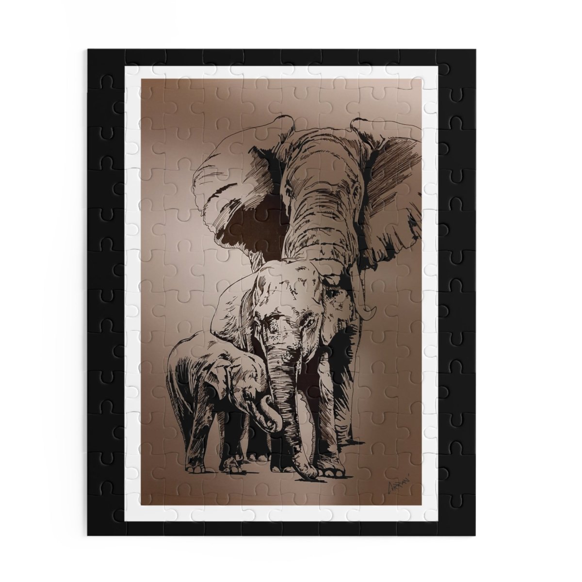 Elephant Family Puzzle, Perfect for Wildlife Lovers & Family Game Nights - Curran Artworks