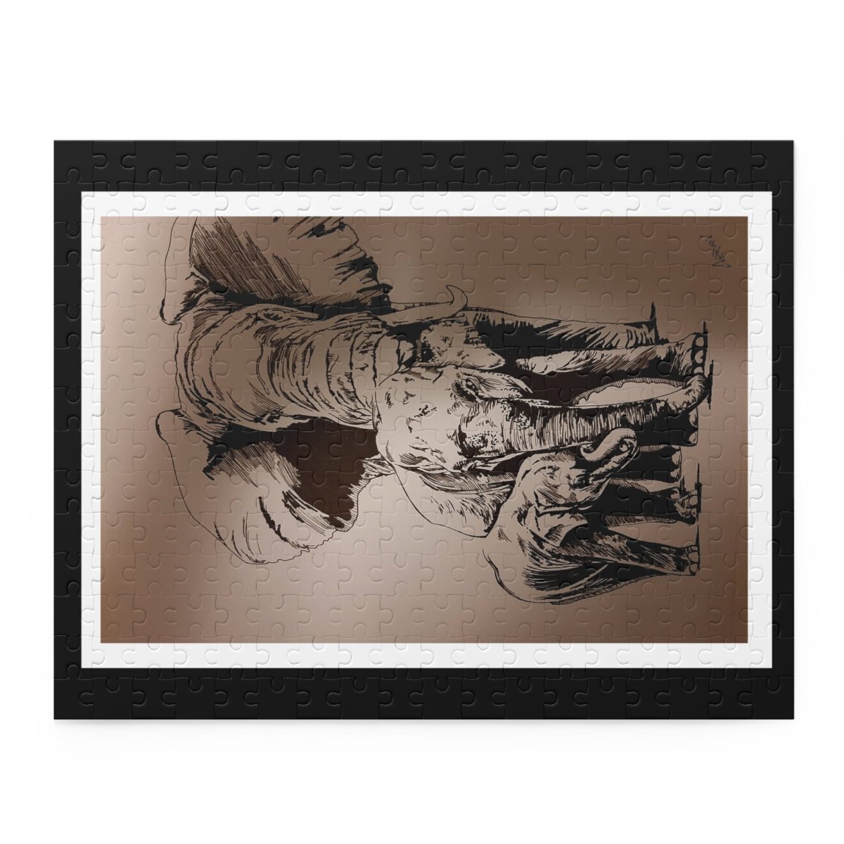 Elephant Family Puzzle, Perfect for Wildlife Lovers & Family Game Nights - Curran Artworks