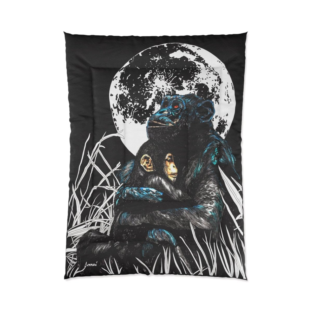 Embracing Love Comforter - Artistic Gorilla and Child Design for Cozy Bedrooms - Curran Artworks