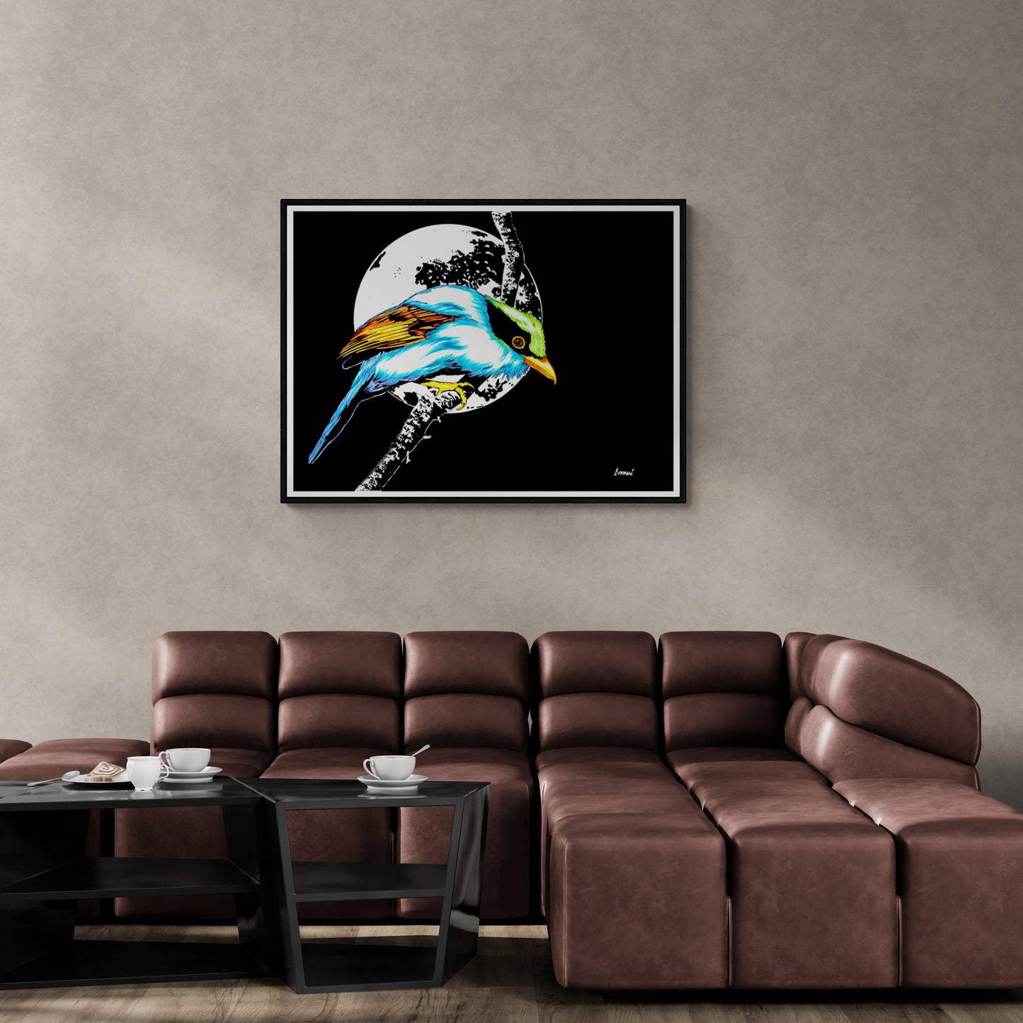 Exotic Bird Original Hand Drawn Wall Art Poster