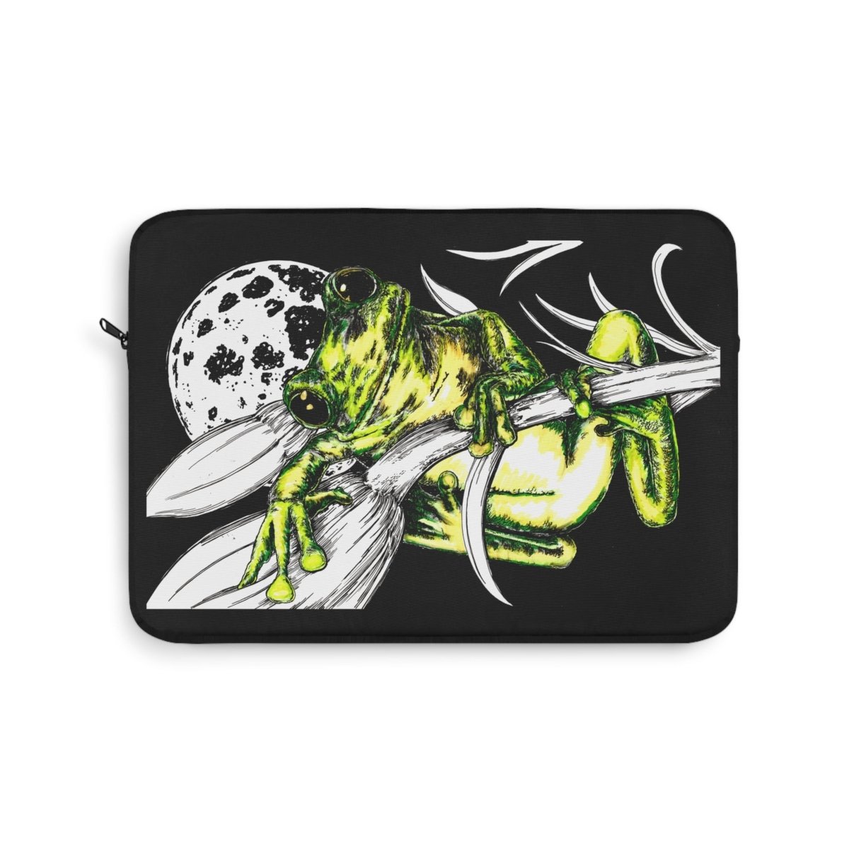 Frog Art Laptop Sleeve - Eco - Friendly Green Frog Design - Curran Artworks