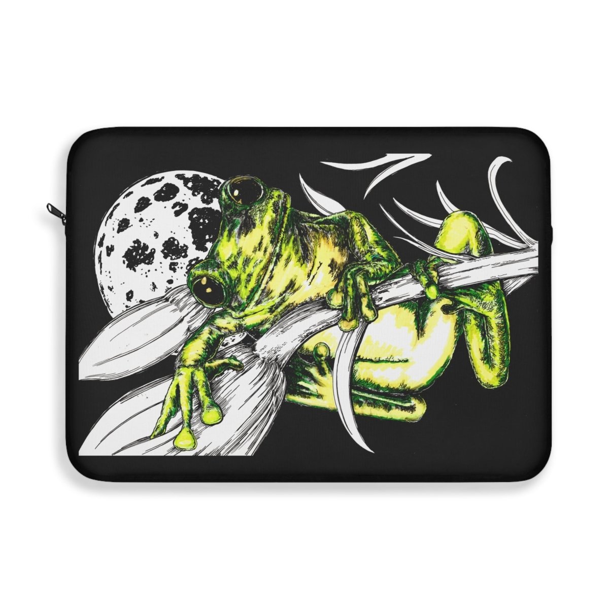 Frog Art Laptop Sleeve - Eco - Friendly Green Frog Design - Curran Artworks