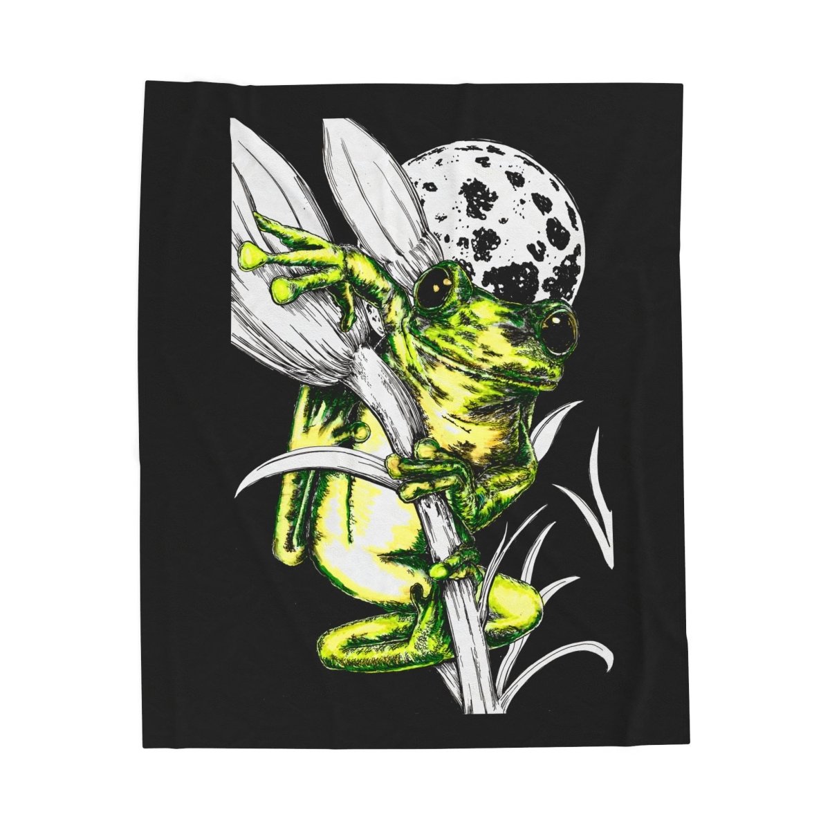 Frog Moon Velveteen Plush Blanket - Cozy & Unique Home Decor - Curran Artworks