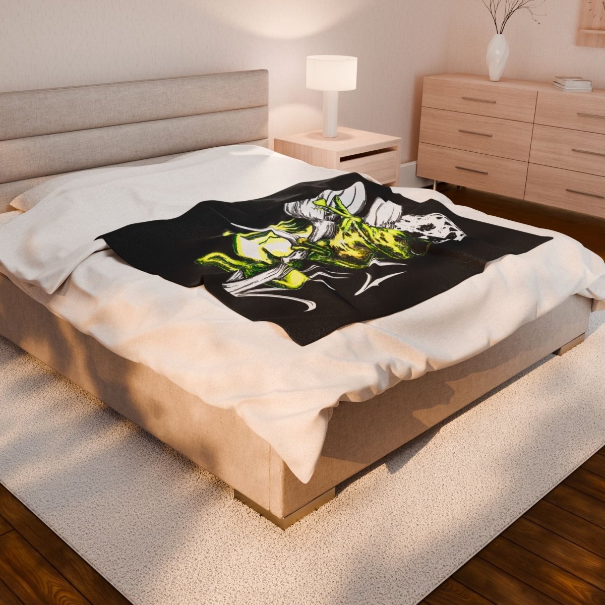 Frog Moon Velveteen Plush Blanket - Cozy & Unique Home Decor - Curran Artworks