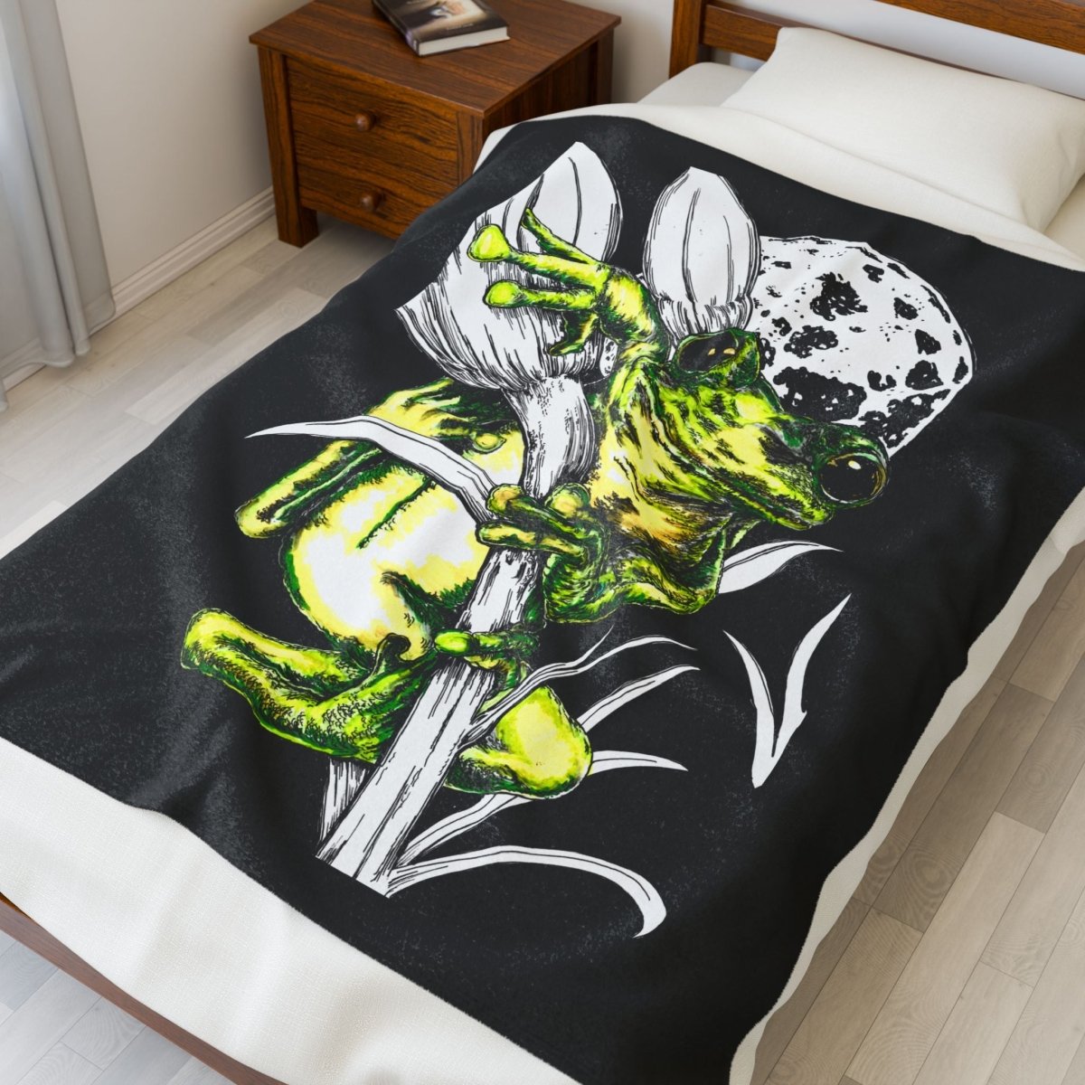Frog Moon Velveteen Plush Blanket - Cozy & Unique Home Decor - Curran Artworks