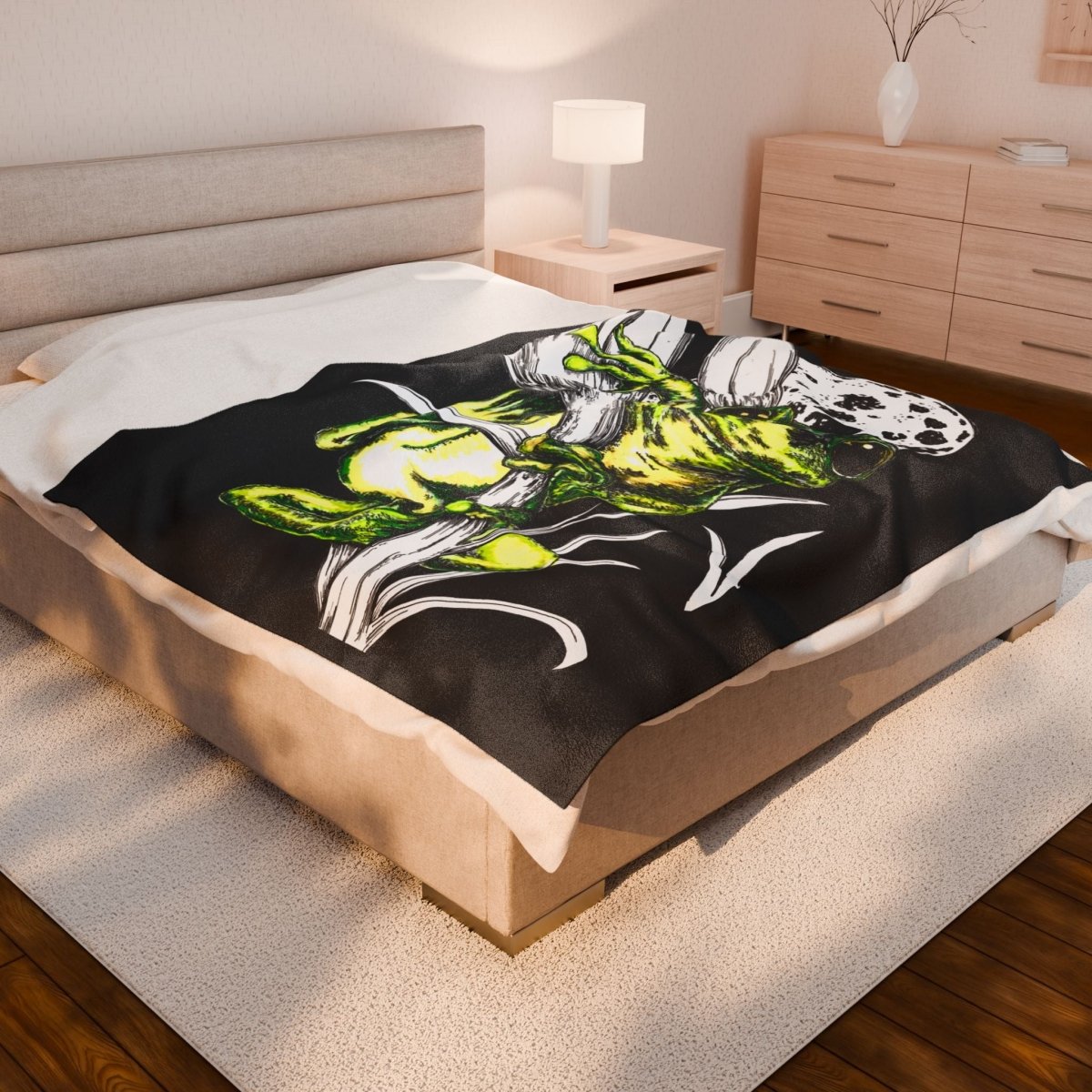 Frog Moon Velveteen Plush Blanket - Cozy & Unique Home Decor - Curran Artworks