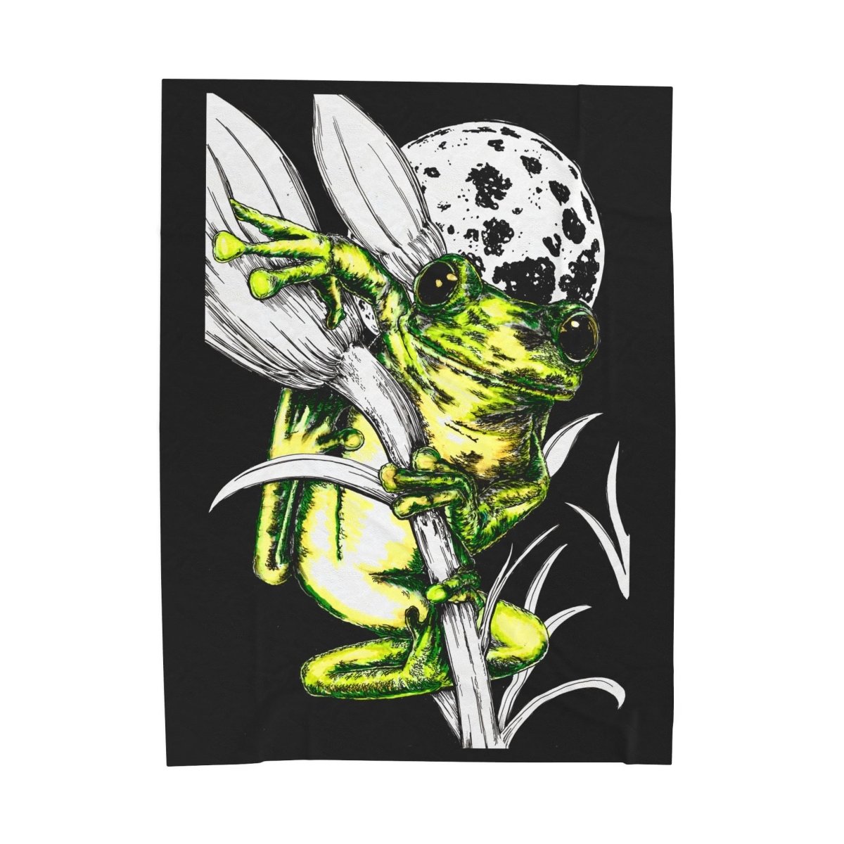Frog Moon Velveteen Plush Blanket - Cozy & Unique Home Decor - Curran Artworks