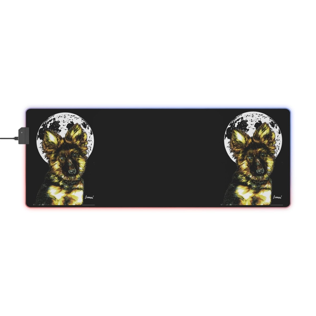 German Sheppard Puppy Custom LED Gaming Mouse Pad - Perfect for Pet Lovers - Curran Artworks