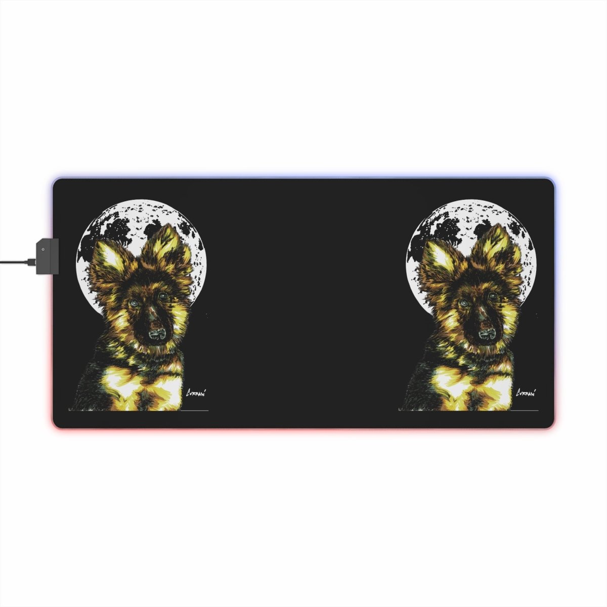 German Sheppard Puppy Custom LED Gaming Mouse Pad - Perfect for Pet Lovers - Curran Artworks