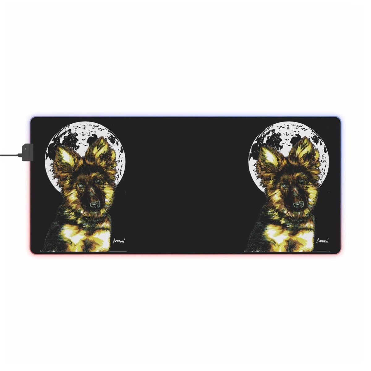 German Sheppard Puppy Custom LED Gaming Mouse Pad - Perfect for Pet Lovers - Curran Artworks