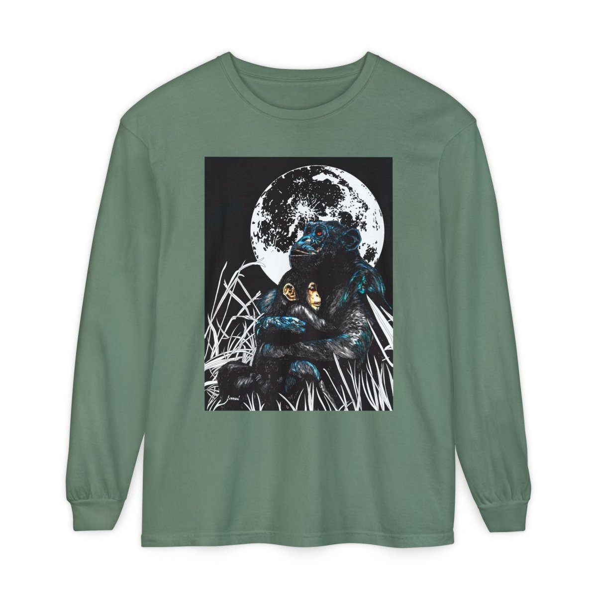 Gorilla and Child Long Sleeve T-Shirt - Nature - Inspired Gift for Animal Lovers - Curran Artworks