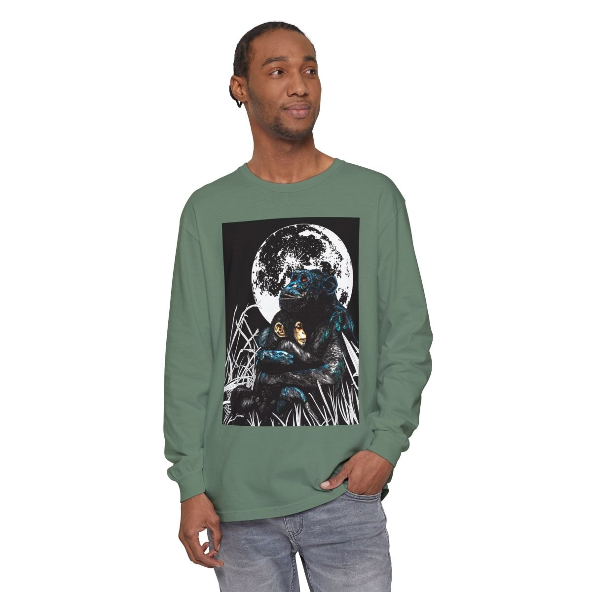 Gorilla and Child Long Sleeve T-Shirt - Nature - Inspired Gift for Animal Lovers - Curran Artworks