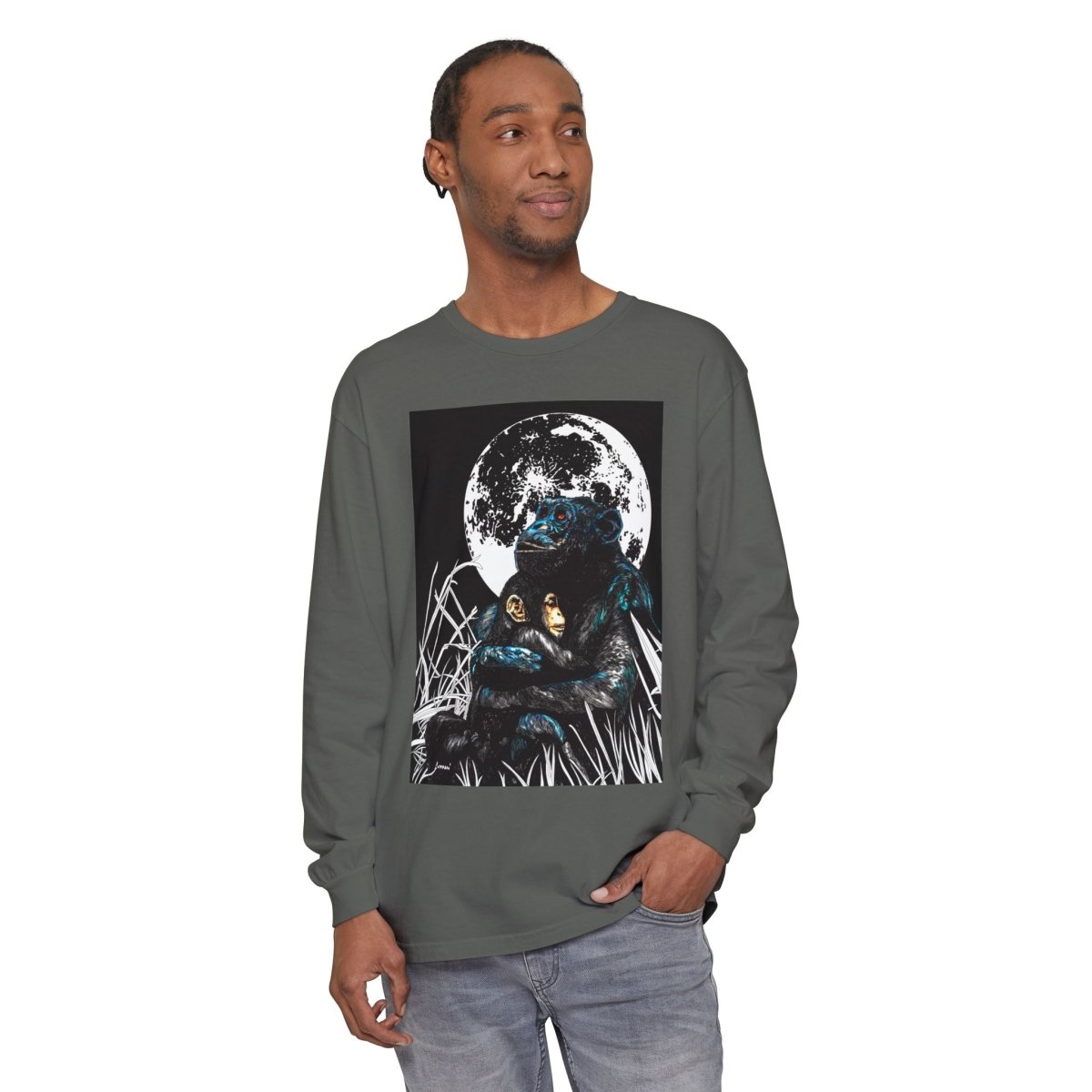 Gorilla and Child Long Sleeve T-Shirt - Nature - Inspired Gift for Animal Lovers - Curran Artworks