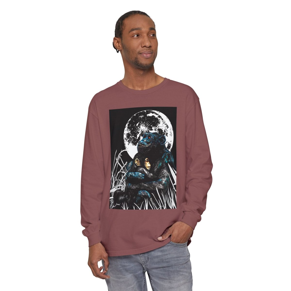 Gorilla and Child Long Sleeve T-Shirt - Nature - Inspired Gift for Animal Lovers - Curran Artworks